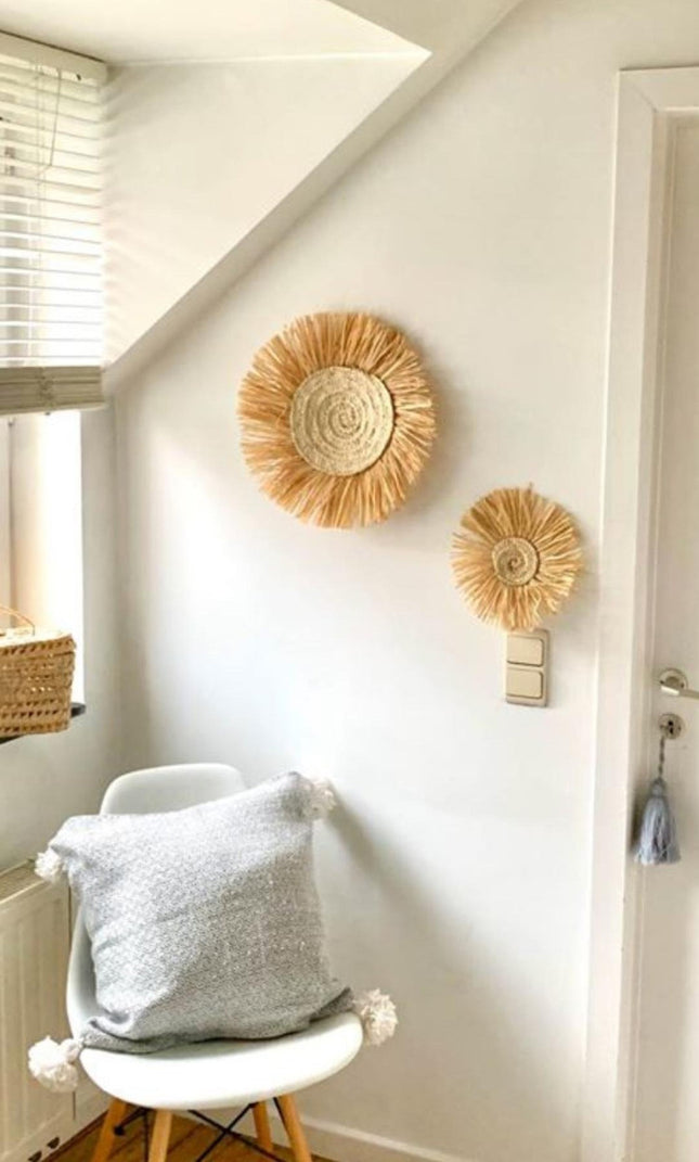 Marokkaanse raffia mand als wanddecoratie – handgemaakt in Marrakesh, Ø 55 cm – foto 2
