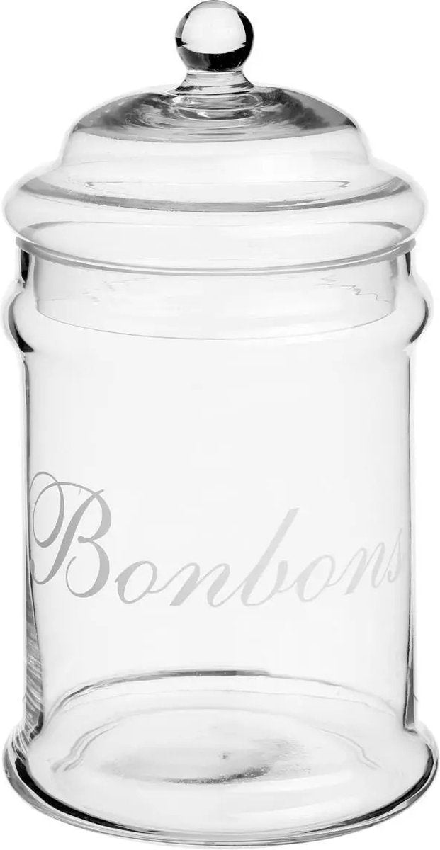 Secret de Gourmet glazen snoeppot met deksel – 2 liter, opschrift Bonbons – foto 2
