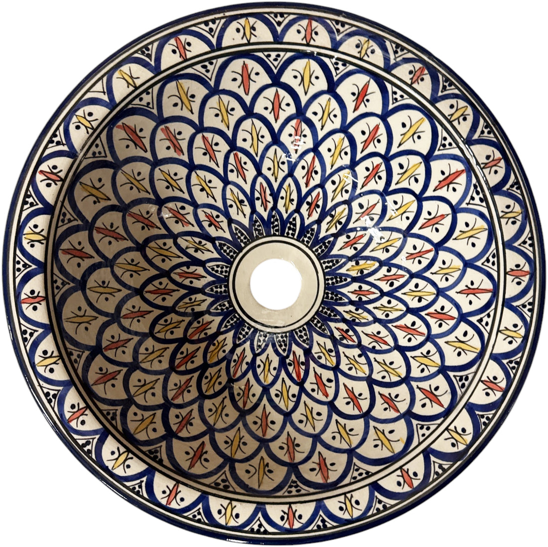 Handgemaakte Marokkaanse waskom Marrakech – aardewerk opzetwasbak, Ø 40 cm – foto 2