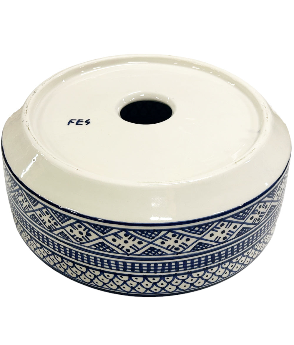 Marokkaanse waskom blauw van handgemaakt keramiek uit Fes – Ø 35 cm – foto 4