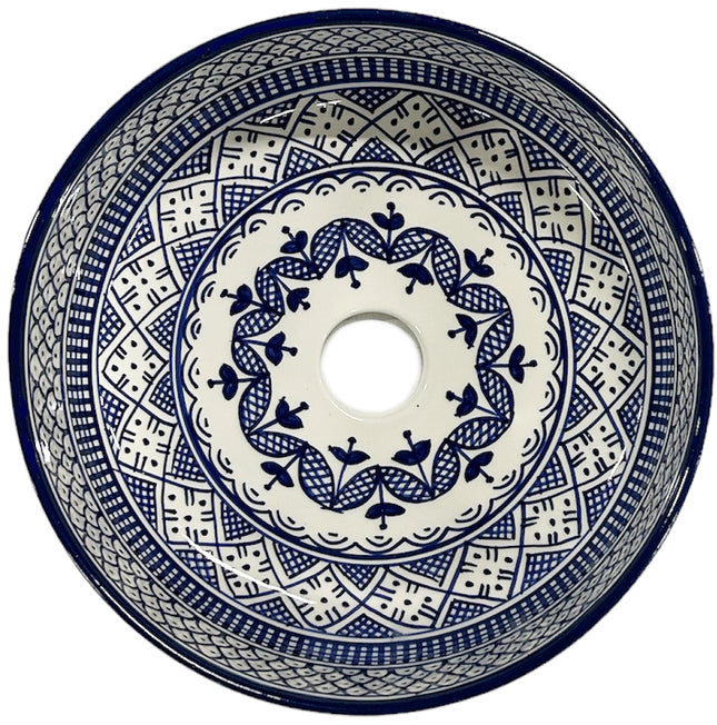 Marokkaanse waskom blauw van handgemaakt keramiek uit Fes – Ø 35 cm