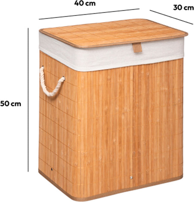 5Five wasmand van bamboe met deksel – 60 liter, 41 x 30 x 50 cm – foto 2