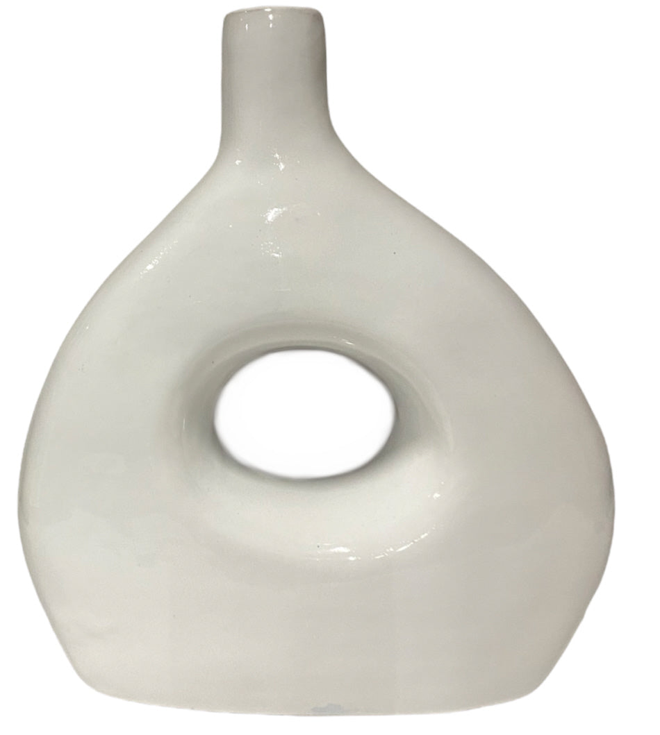 Keramieken flesvaas – 27 cm hoog, in wit, blauw of geel – foto 2