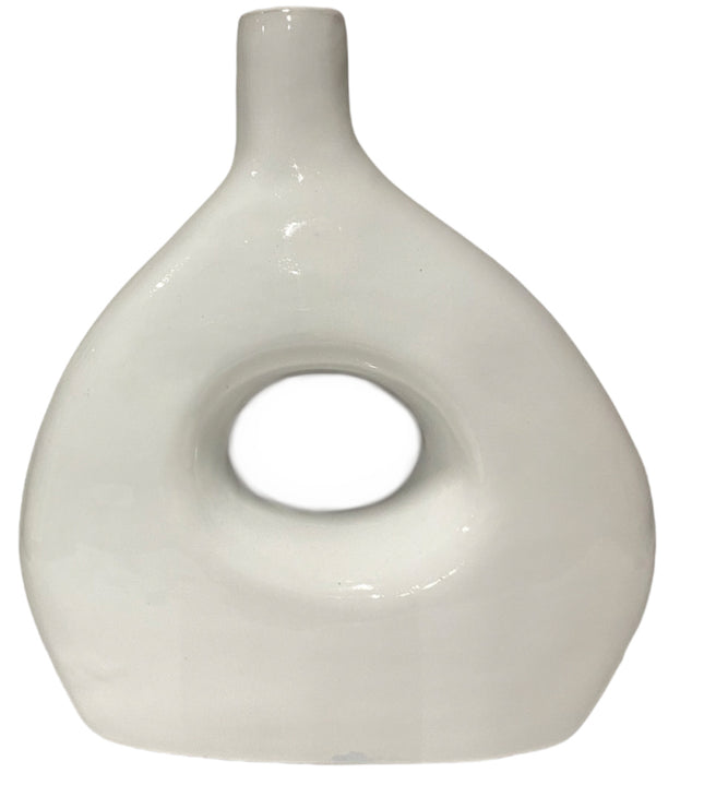 Keramieken flesvaas – 27 cm hoog, in wit, blauw of geel – foto 2