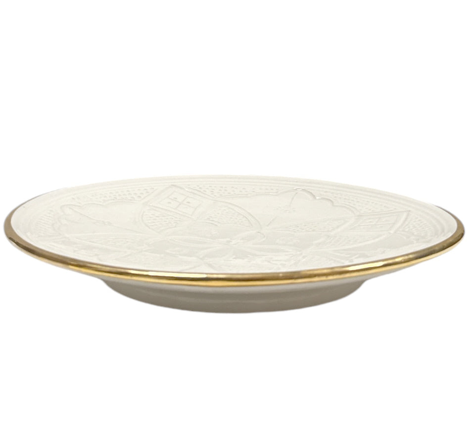 Marokkaans plat bord Empreinte – wit met 12 karaat gouden rand, Ø 17 tot 30 cm – foto 4