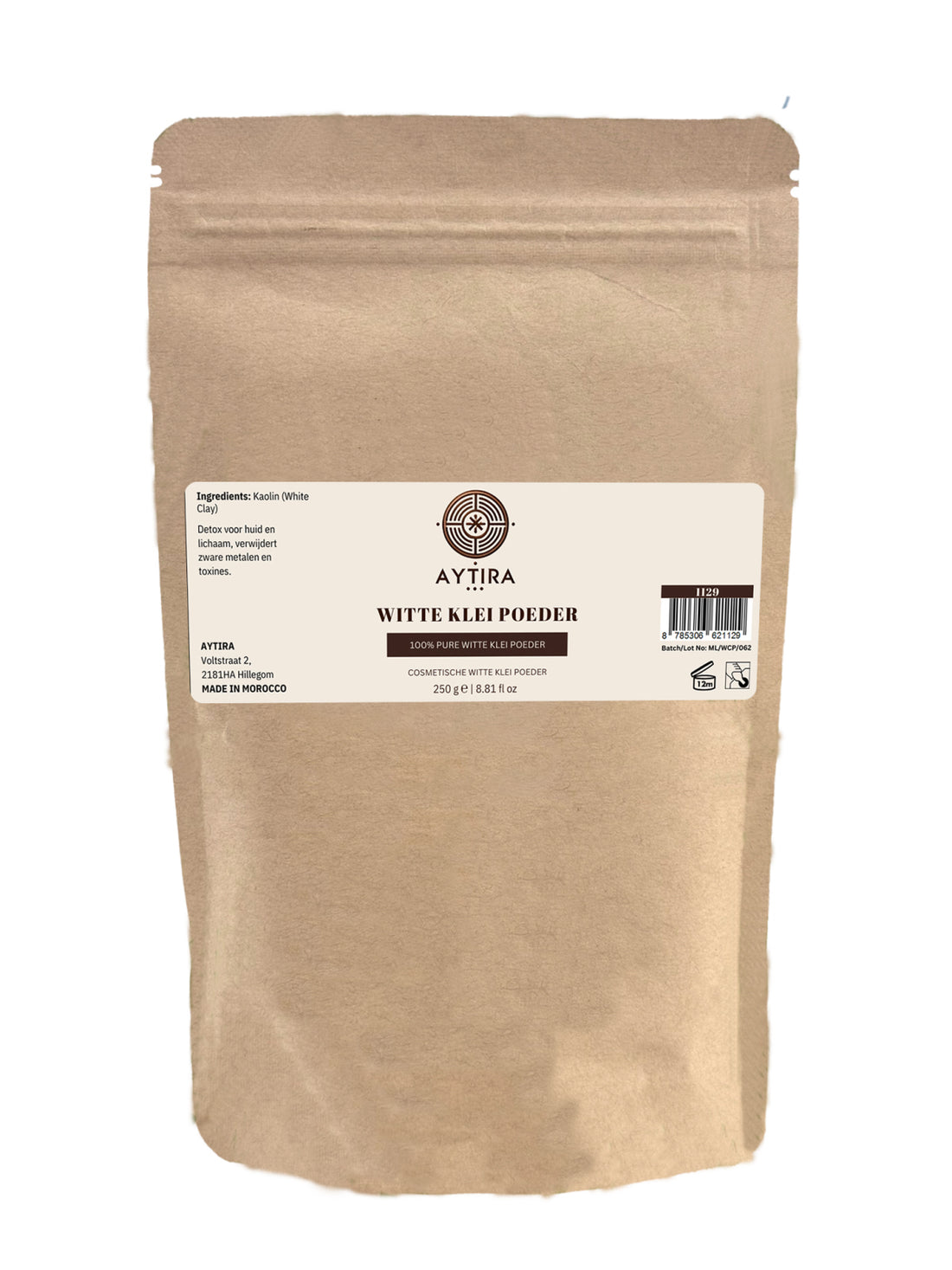 Aytira witte klei poeder – kaolien masker voor gezicht, lichaam en haar, 250 g
