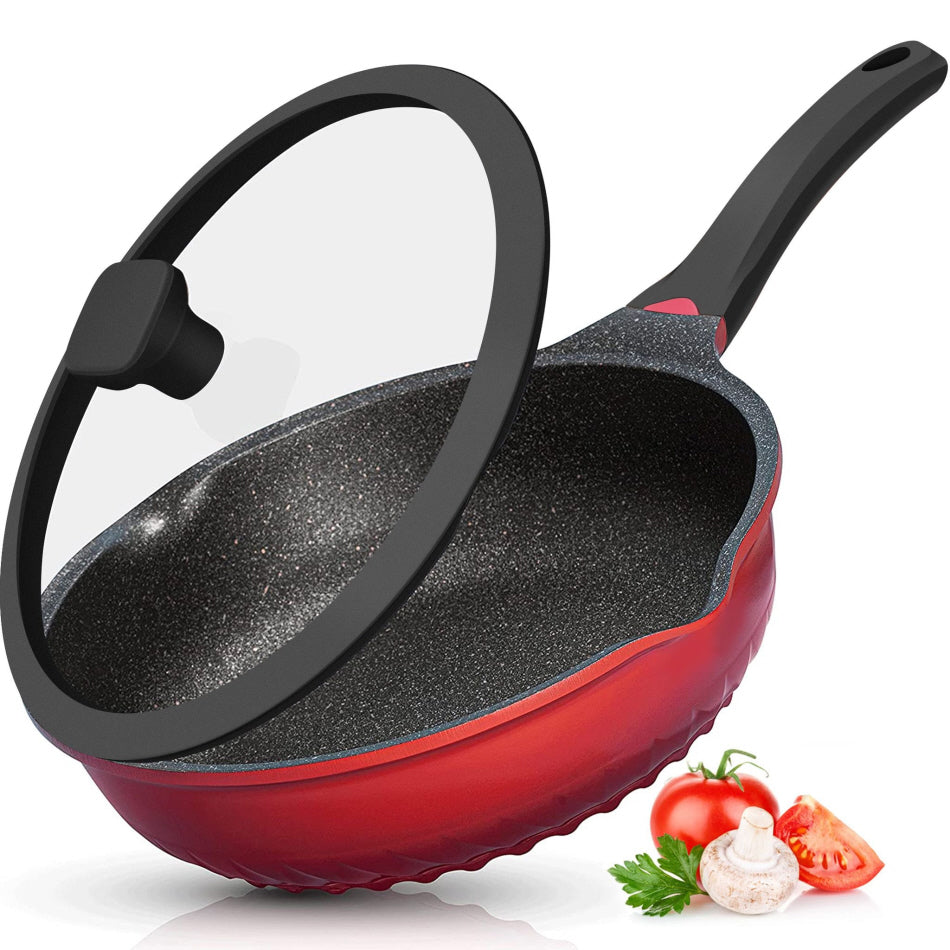 Hakal 3-in-1 wok met deksel – ook hapjespan en koekenpan, 28 cm, rood