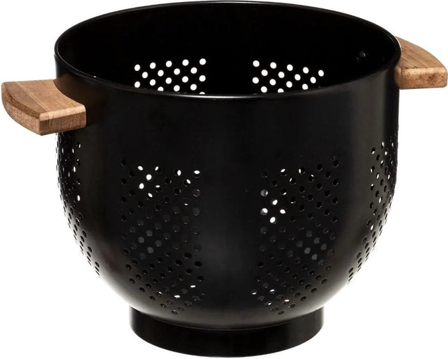 5Five vergiet op voet, zwart – zeef van ijzer met houten handvaten, Ø 22 cm