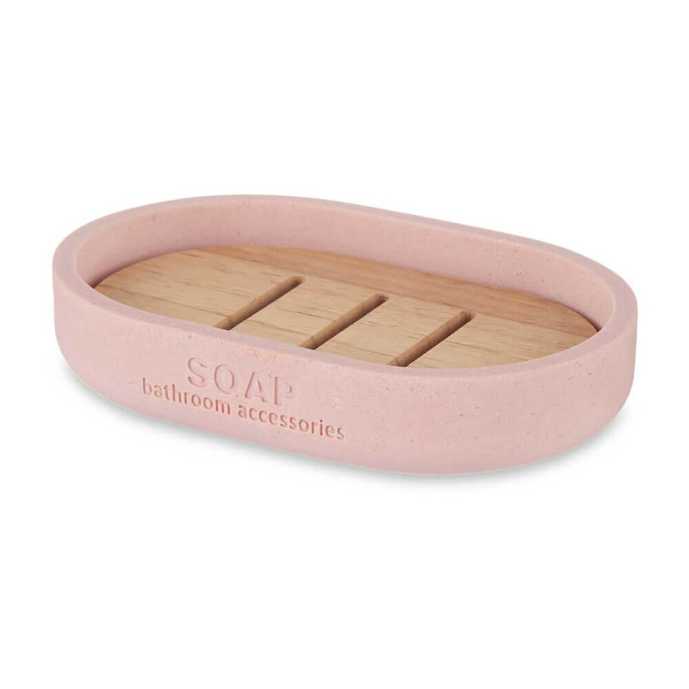 Porte-savon Rose – Résine & Bambou – 12,5 cm
