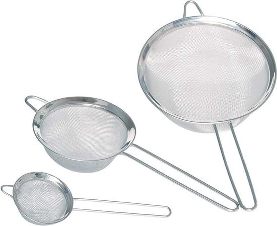 Kinghoff zevenset 3-delig – RVS keukenzeefjes van 10, 14 en 18 cm