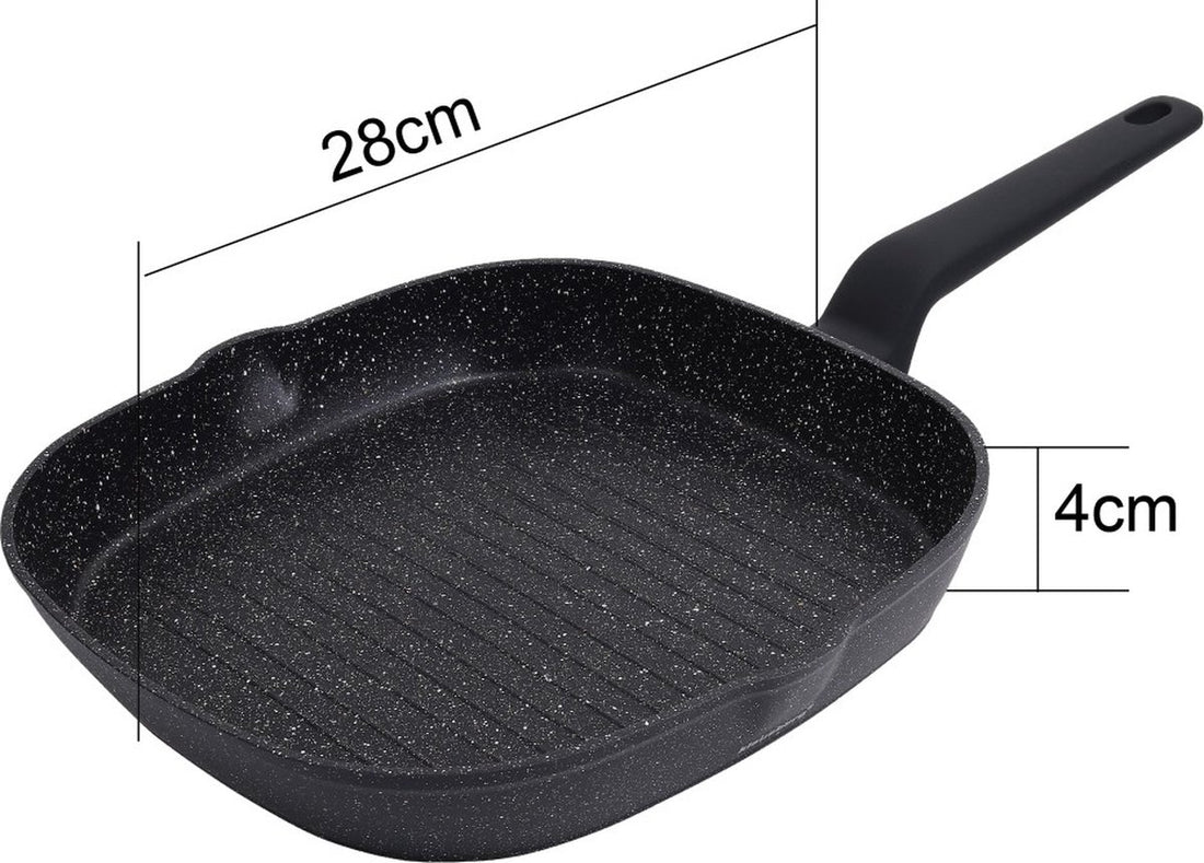 Klausberg - Zwart Marmeren koeken grill pan - 28 cm - zwart