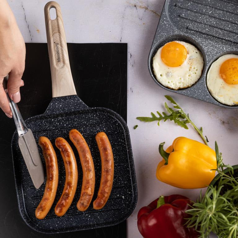 Klausberg KB-7810 kleine grillpan met houten handvat – zwart, 36 x 18,5 cm – foto 6