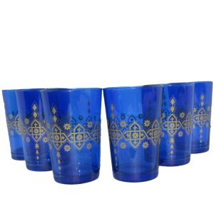 Marokkaanse glazen - Marokkaanse theeglazen – 6st - blauw
