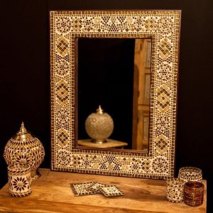 Oosterse spiegel bruin-beige met mozaïek frame