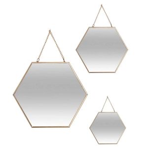 Set van 3 gouden spiegels - hexagon vorm