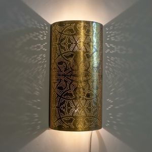 Oosterse filigrain wandlamp half cilinder goud