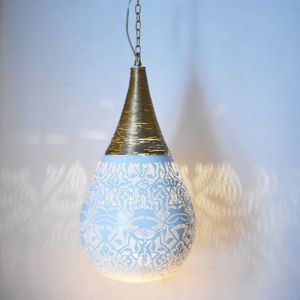 Oosterse hanglamp filigrain stijl-wire wit goud