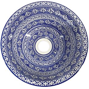 Marokkaanse aardewerk waskom blauw-wit