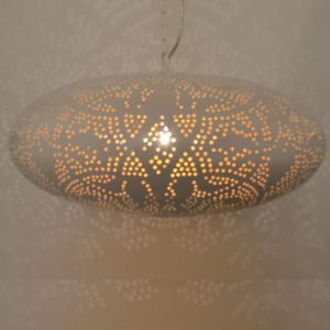 Oosterse filigrain hanglamp ufo wit-goud